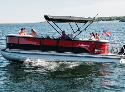 group in a covered pontoon