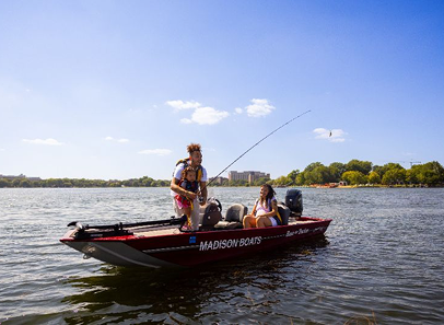 person in a fishing boat