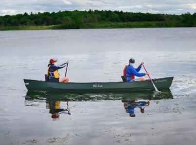 two people in a canoe